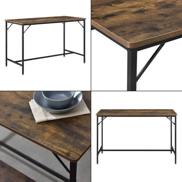 Conjunto de mesa de comedor y banco Pajala Negro/Tono de madera oscura en.casa