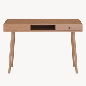 Escritorio Habo con cajón 74 x 115 x 48 cm Aglomerado/Metal Efecto Madera Tono Oscuro [es.casa] 