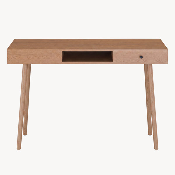 Escritorio Habo con cajón 74 x 115 x 48 cm Aglomerado/Metal Efecto Madera Tono Oscuro [es.casa] 