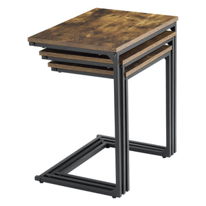 Conjunto de mesas auxiliares Tjörn 3 piezas tono madera oscura [en.casa]