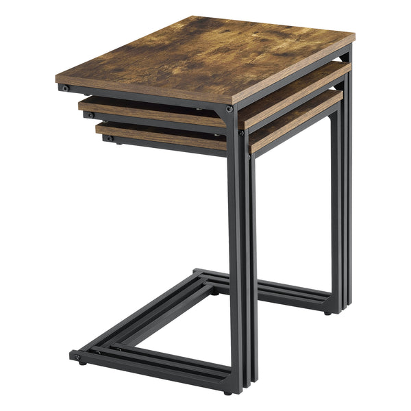 Conjunto de mesas auxiliares Tjörn 3 piezas tono madera oscura [en.casa]