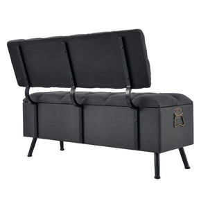 Baúl de asiento Malmöhus 110x48x75cm Gris oscuro [en.casa]