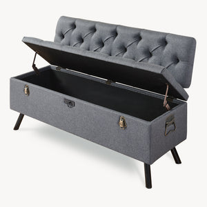 Banco Tapizado 110 x 48 x 75 cm Gris Oscuro [pro.tec]® 