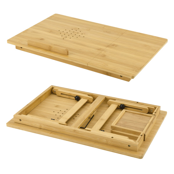 Mesa para portátil de bambú Trysil 55x35x28cm [en.casa]