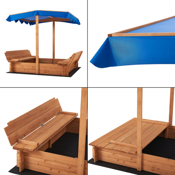 Caja de arena Kellenhusen con techo 120x120x120cm [en.casa]