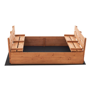 Arenero Campillos con asiento 23,5x118x114 cm Madera Natural [en.casa]