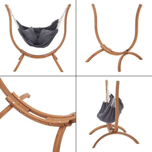 Silla colgante Grevena 155x106x143cm Gris oscuro [en.casa]