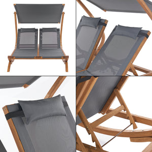 Tumbona doble Karystos 197x156x144cm Gris oscuro [en.casa]