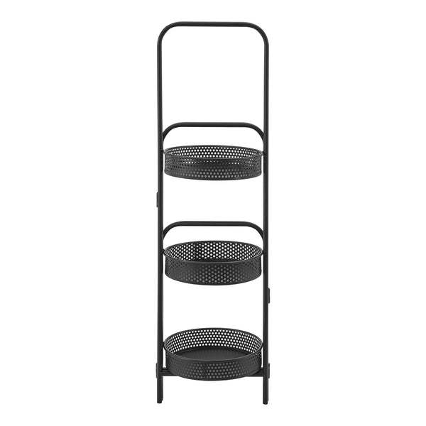 Soporte para plantas Vrasene con 3 macetas de metal negro [en.casa]