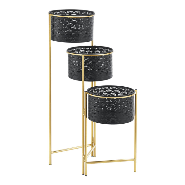 Soporte para flores Kieldrecht 3 piezas color latón negro [en.casa]
