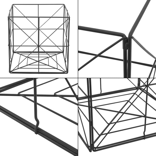Cesta para periódicos Temse 40x40x40cm Metal Negro [en.casa]