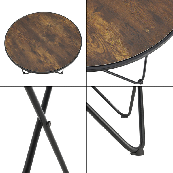 Mesa de centro Goskamark 80x50 cm estructura de acero tono de madera oscura [en.casa]