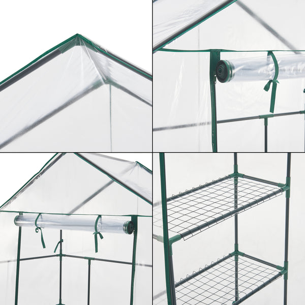 Invernadero Hoorn con estantes 140x73x195cm Transparente [en.casa]