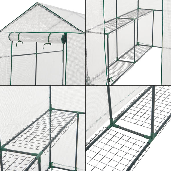 Invernadero Oosterhout con estantes 120x186x190cm Transparente [en.casa]