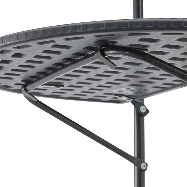 Mesa colgante para balcón Cicala 84x60x64 cm Semicircular Acero Gris oscuro [en.casa]