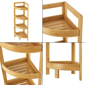 Estantería de baño de bambú Lestijärvi Estantería de esquina con 4 estantes 80x23x23cm [en.casa]