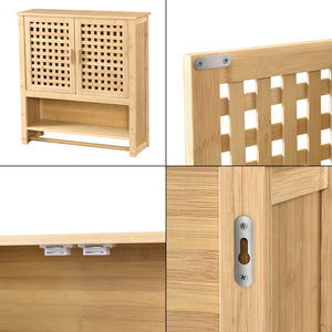 Armario de baño Borlänge Armario colgante Bambú 66 x 62 x 20 cm [en.casa]