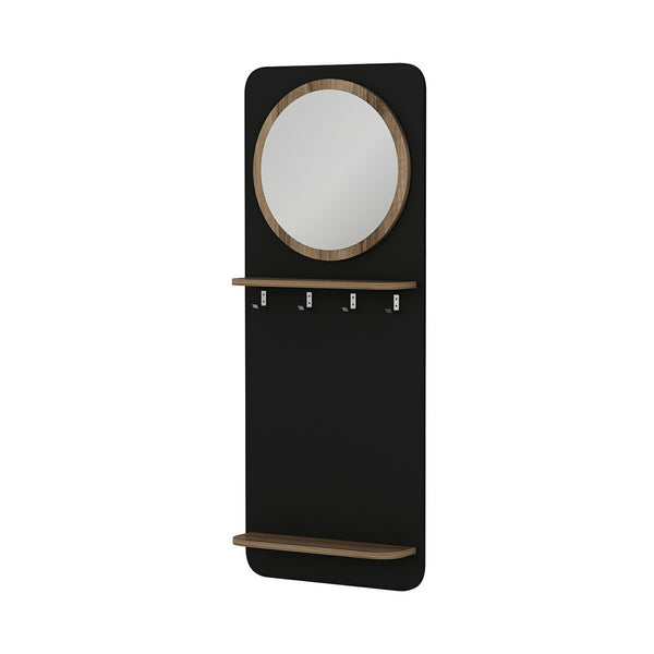 Panel de vestuario Helsinge con espejo 150x60x15 cm Negro [en.casa]