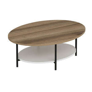 Mesa de centro Fredericia con estante inferior en aspecto roble / blanco [en.casa]