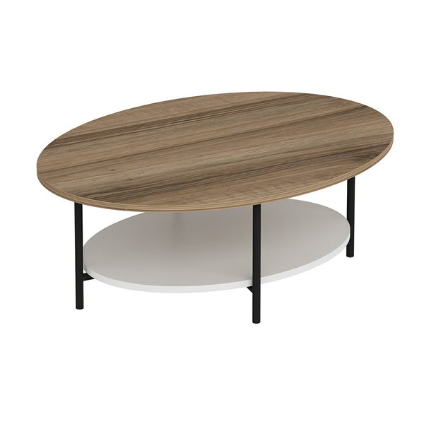 Mesa de centro Fredericia con estante inferior en aspecto roble / blanco [en.casa]