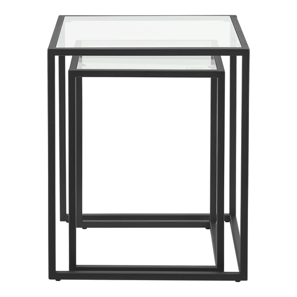Mesa de comedor Holstebro Negro/Transparente [en.casa]