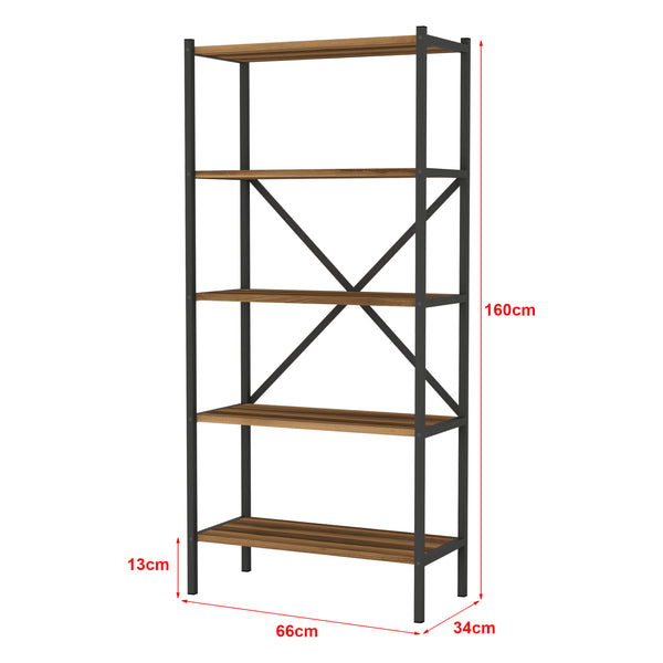 Estantería de cocina Tomelilla 160x66x34 cm nogal/antracita [en.casa]