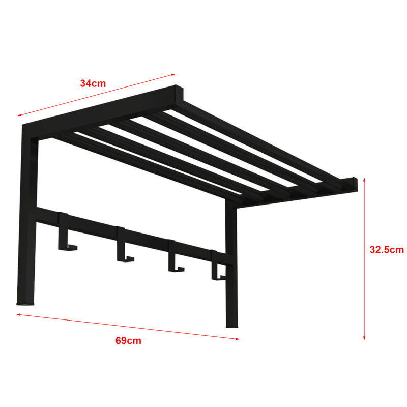 Esquema acotado Perchero de pared Tolga con repisa para sombreros Negro [en.casa]