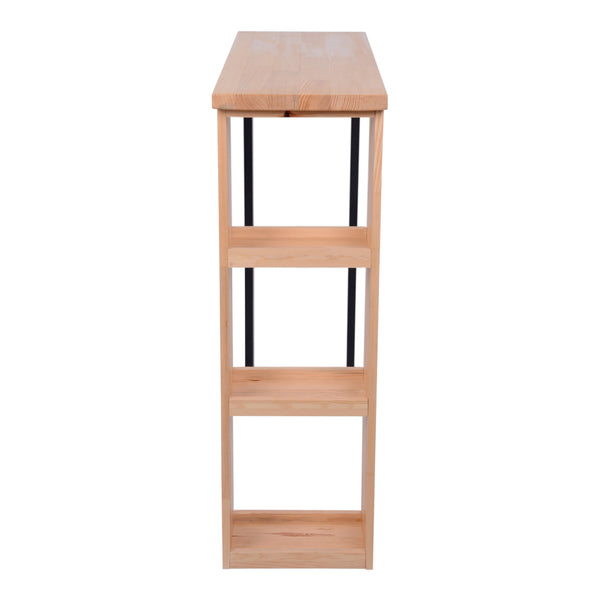Mesa alta Nørager con estantería de madera de pino [en.casa]