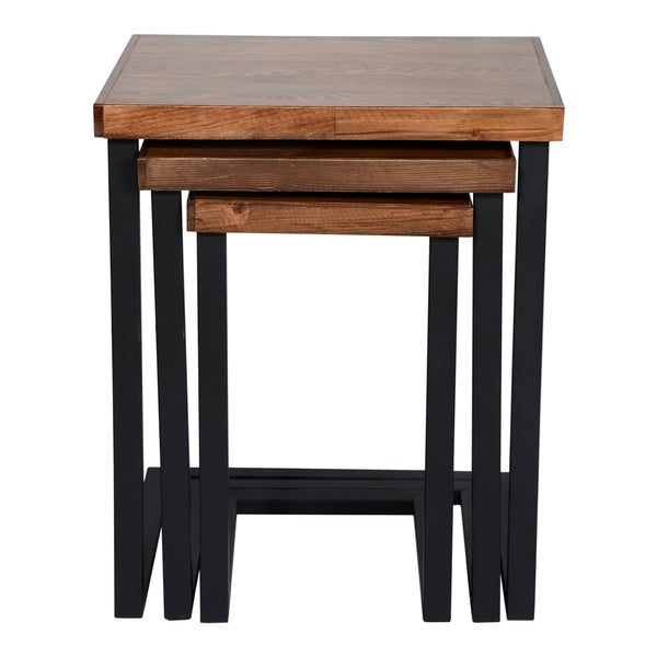 Mesa de comedor Rørvig en juego de 3 piezas de madera de pino, teñida [en.casa]