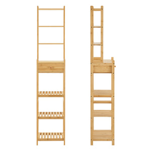 Estantería independiente Siilinjärvi de bambú 163 x 33 x 28 cm hasta 5 kg natural [en.casa]