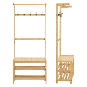 Perchero Tornio 168 x 70 x 35 cm de bambú natural [en.casa]