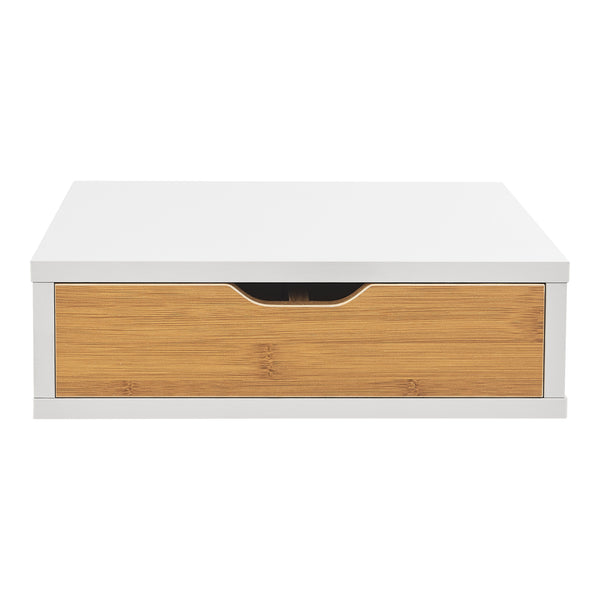 Caja de cajones Vieremä 9x30x31cm Blanco/Aspecto bambú [en.casa]