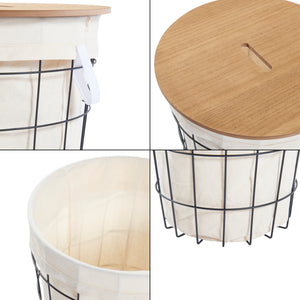 Cesto de ropa Skive con bolsa para ropa 40 L Metal Negro [en.casa]