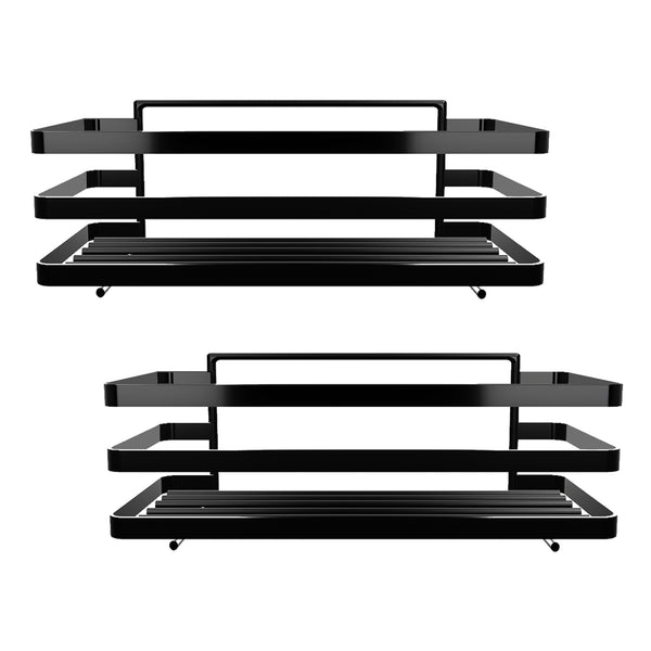 Estante de ducha sin taladrar Pertunmaa juego de 2 piezas 25x12x7,5cm negro [en.casa]