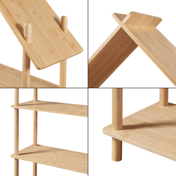 Estantería infantil Hamarøy de bambú con aspecto de casa 137x90x30cm [en.casa]