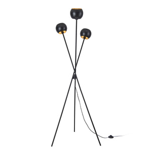 Lámpara de pie Nykvarn de 3 luces Negro / Dorado [lux.pro]