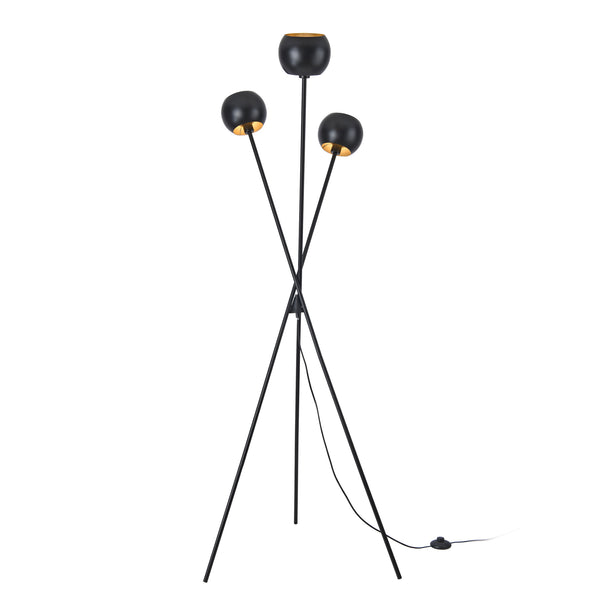 Lámpara de pie Nykvarn de 3 luces Negro / Dorado [lux.pro]