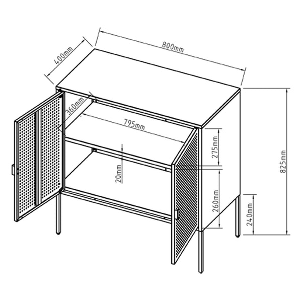 Aparador Castelli 82,5 x 80 x 40 cm Blanco Acero [en.casa]