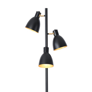Lámpara de pie Witney de 3 luces Negro / Dorado [lux.pro]