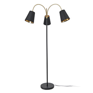 Lámpara de pie Wycombe de 3 luces Negro / Dorado [lux.pro]