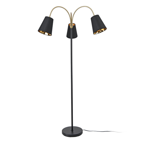 Lámpara de pie Wycombe de 3 luces Negro / Dorado [lux.pro]