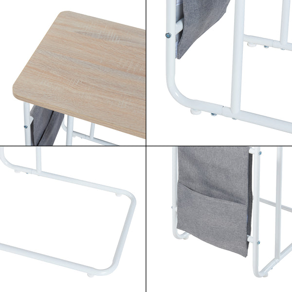 Mesa para portátil Dyrøy 56x48x37cm Blanco/Roble [en.casa]