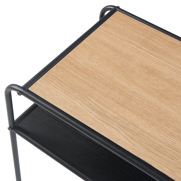 Mesa auxiliar Krødsherad 55x51x36cm Negro/Roble [en.casa]