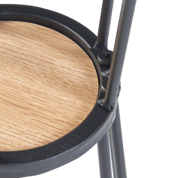 Soporte para plantas Fossbergom con 2 estantes Negro/Aspecto roble [en.casa]