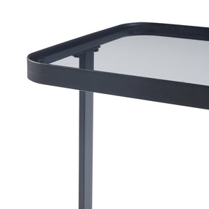 Mesa de comedor Laxå juego de 2 piezas vidrio y metal negro [en.casa]