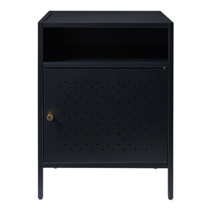 Mesita de noche Janakkala 55x40x40 cm Acero Negro [en.casa]