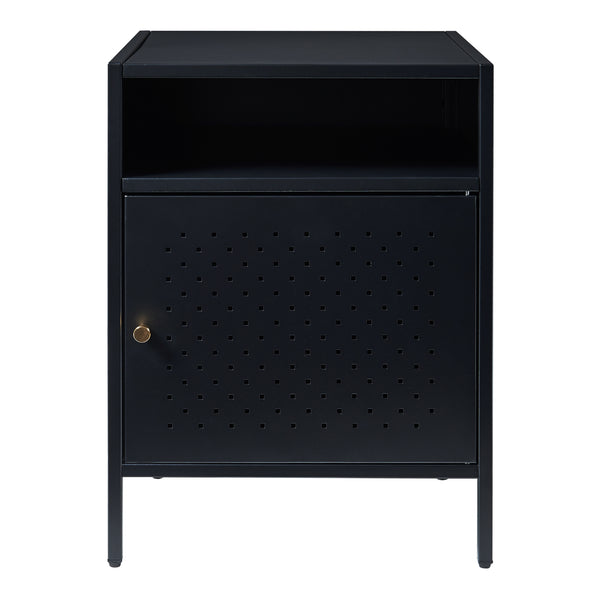 Mesita de noche Janakkala 55x40x40 cm Acero Negro [en.casa]