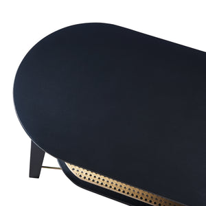 Mesa de centro Taivalkoski 120x43x40 cm Negro/Aspecto ratán [en.casa]