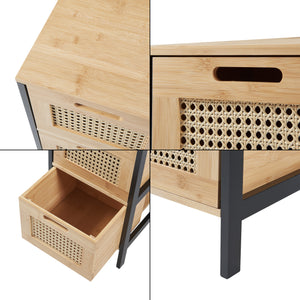 Cómoda de baño Tervola con 3 cajones Negro/Bambú [en.casa]