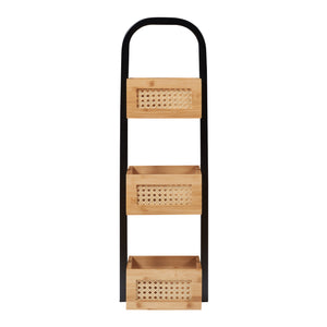 Estantería de baño Tervola 73x23x19 cm Negro/Bambú [en.casa]